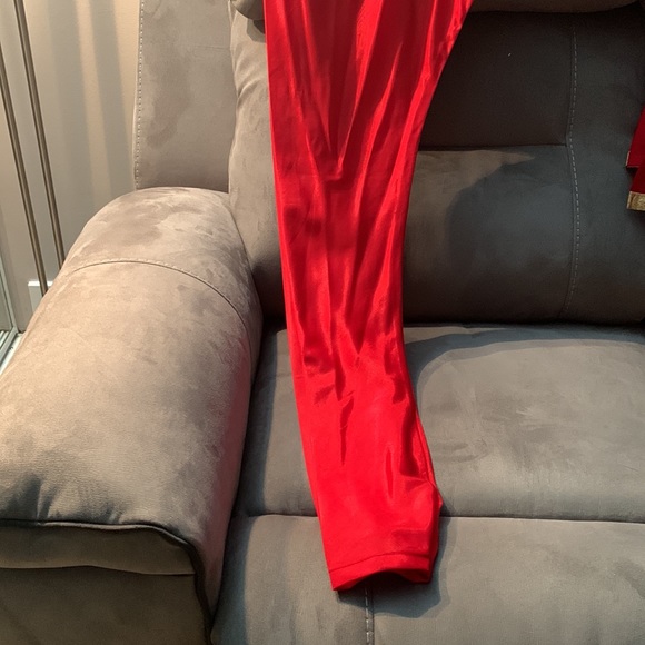 Red chiffon Anarkali with beautiful gold detailing design - Picture 5 of 6